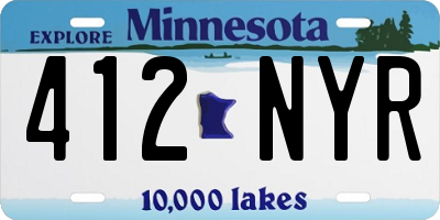 MN license plate 412NYR