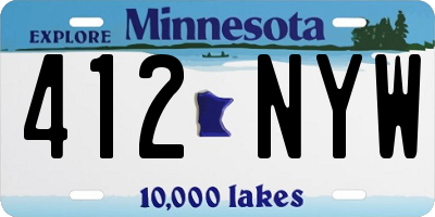 MN license plate 412NYW