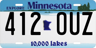 MN license plate 412OUZ