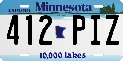 MN license plate 412PIZ