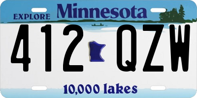 MN license plate 412QZW