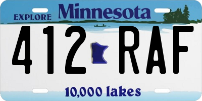 MN license plate 412RAF