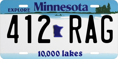 MN license plate 412RAG