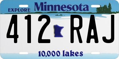 MN license plate 412RAJ