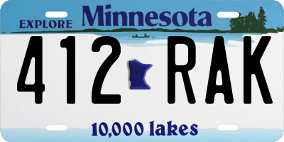 MN license plate 412RAK
