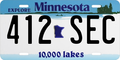 MN license plate 412SEC