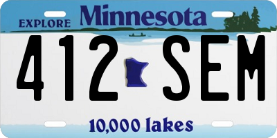 MN license plate 412SEM