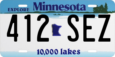 MN license plate 412SEZ