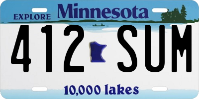 MN license plate 412SUM
