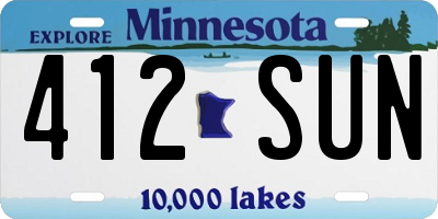 MN license plate 412SUN