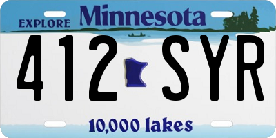 MN license plate 412SYR