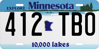 MN license plate 412TBO