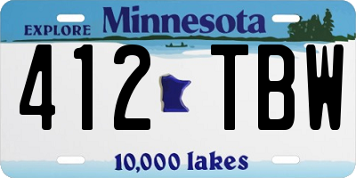 MN license plate 412TBW