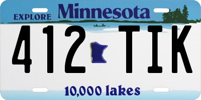 MN license plate 412TIK