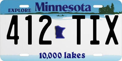 MN license plate 412TIX