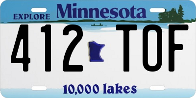 MN license plate 412TOF