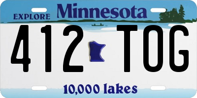 MN license plate 412TOG