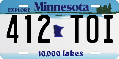 MN license plate 412TOI