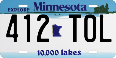 MN license plate 412TOL