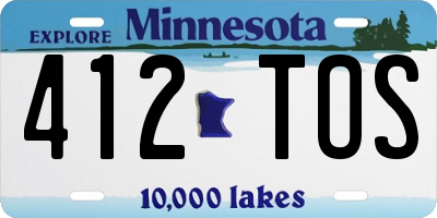 MN license plate 412TOS