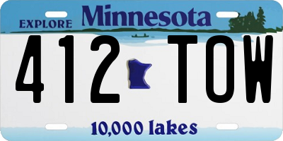 MN license plate 412TOW