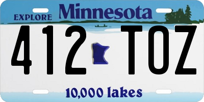 MN license plate 412TOZ
