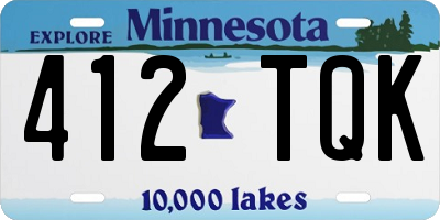 MN license plate 412TQK