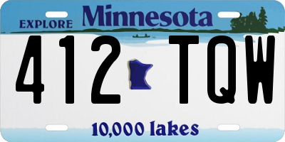 MN license plate 412TQW