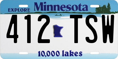 MN license plate 412TSW