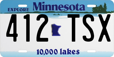 MN license plate 412TSX