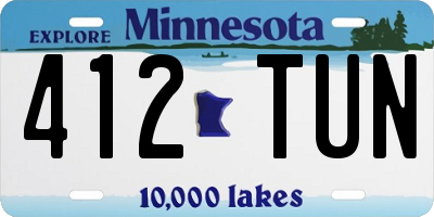 MN license plate 412TUN