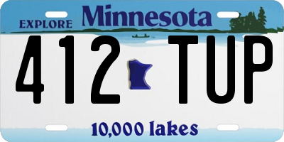 MN license plate 412TUP