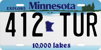 MN license plate 412TUR