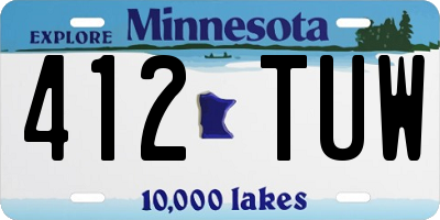 MN license plate 412TUW