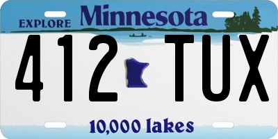MN license plate 412TUX