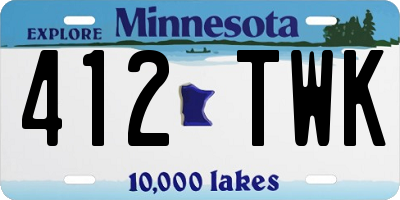 MN license plate 412TWK