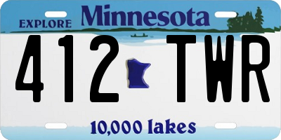 MN license plate 412TWR