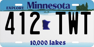 MN license plate 412TWT