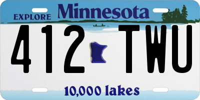 MN license plate 412TWU
