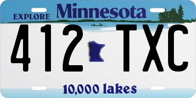 MN license plate 412TXC