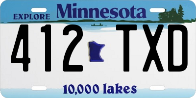 MN license plate 412TXD