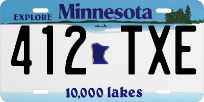 MN license plate 412TXE