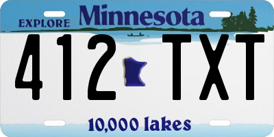 MN license plate 412TXT