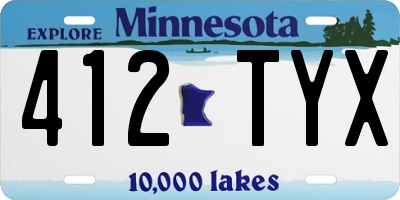 MN license plate 412TYX