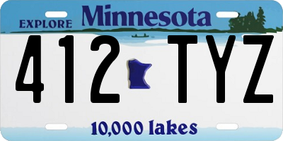 MN license plate 412TYZ