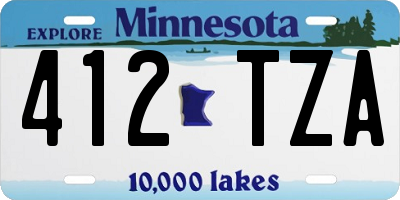 MN license plate 412TZA