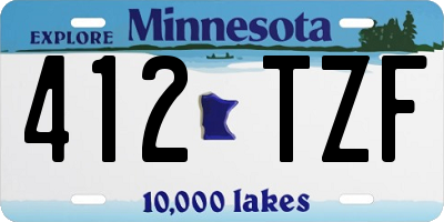 MN license plate 412TZF