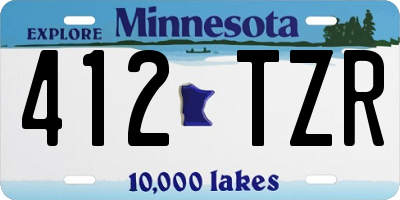 MN license plate 412TZR