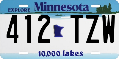MN license plate 412TZW