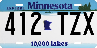 MN license plate 412TZX